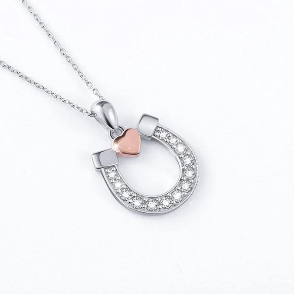 Jewelry - Sterling Silver Lucky Horseshoe Love Heart Pendant